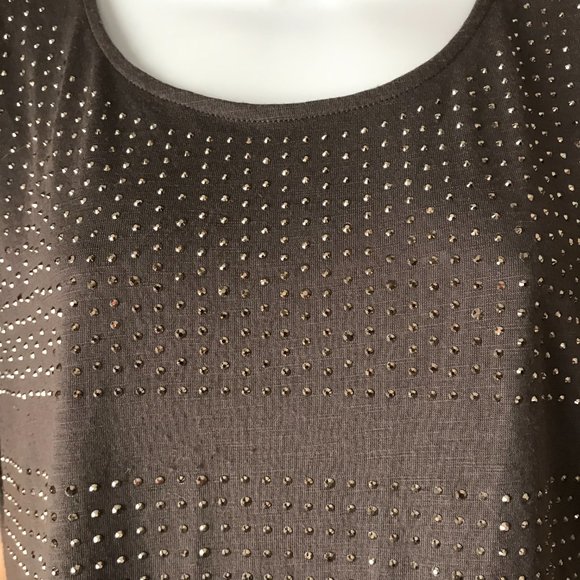 APT. 9 Dark Gray w/Rows of Sparkle Studs Tee w/Capped Sleeves Medium - Picture 4 of 12